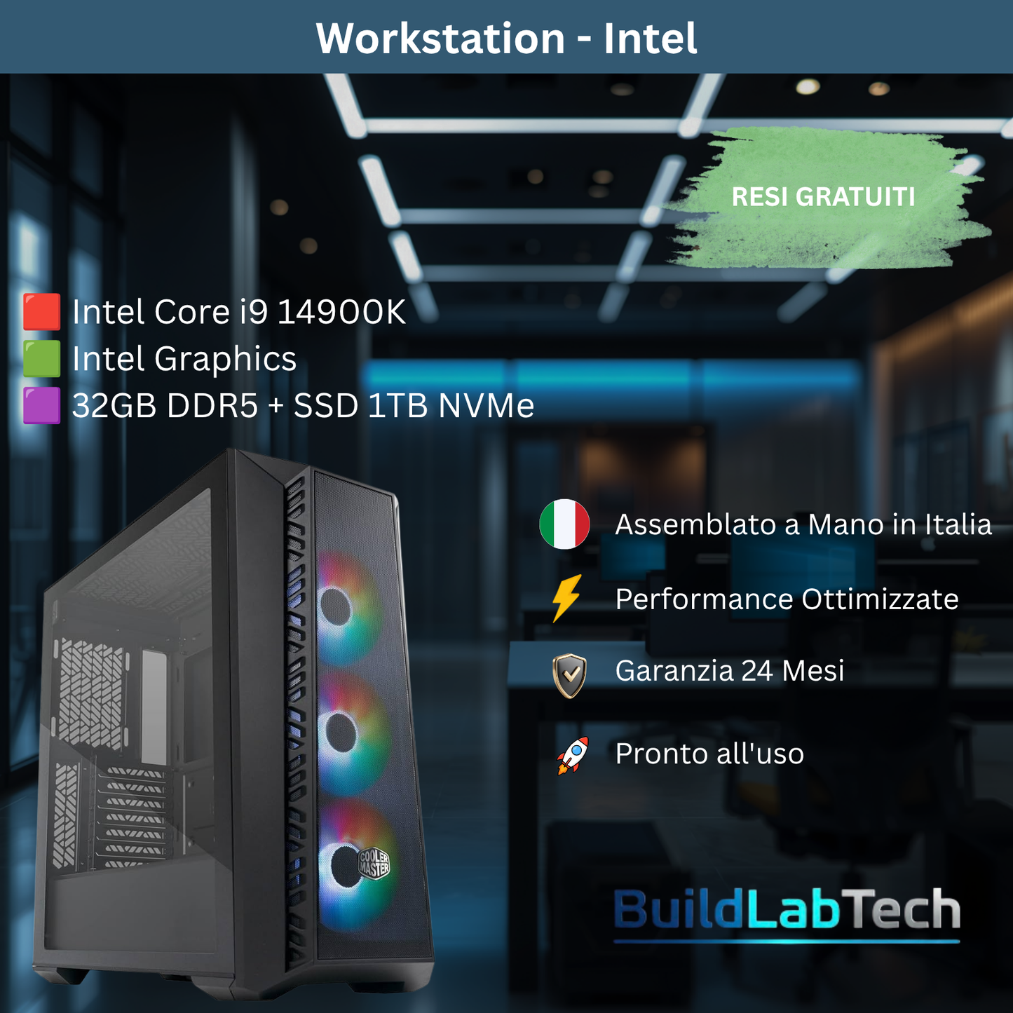 PC Workstation Intel i9-14900K 32GB DDR5 1TB NVMe Rendering CAD 3D