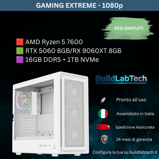 PC Gaming Ryzen 5 7600 - RTX 5060 8GB o RX 9060XT 8GB - 16GB DDR5 - 1TB NVMe