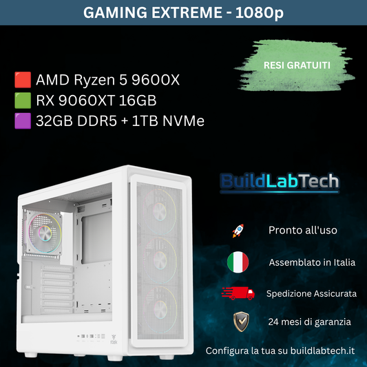 PC Gaming Ryzen 5 9600X - RX 9060 XT 16GB - 32GB DDR5 - RGB