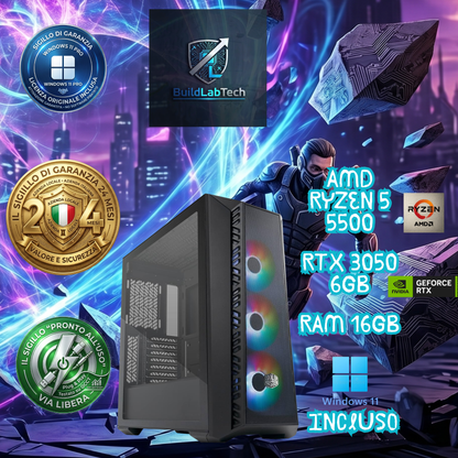 PC Gaming Tengu - Ryzen 5 5500 | RTX 3050 6GB | 16GB RAM | 512GB SSD | Win 11 PRO