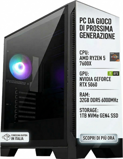 PC Gaming Assemblato Ryzen 5 7600X | RTX 5060 | 32GB DDR5